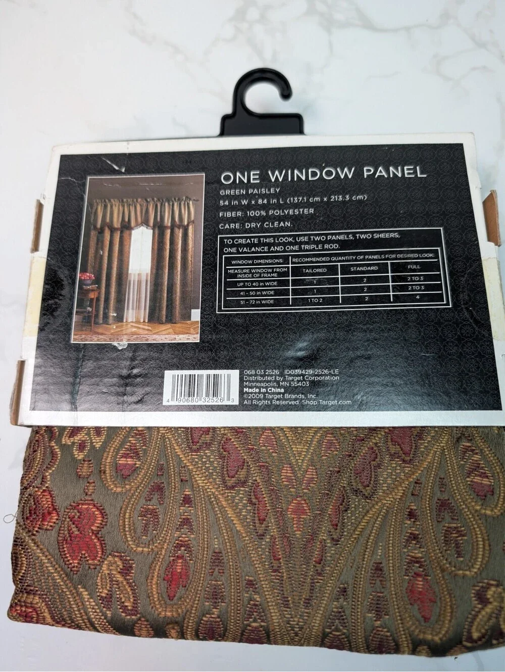 Target Green Paisley Curtain Panels Pair 54 x 84 NOS Discontinued 2009
